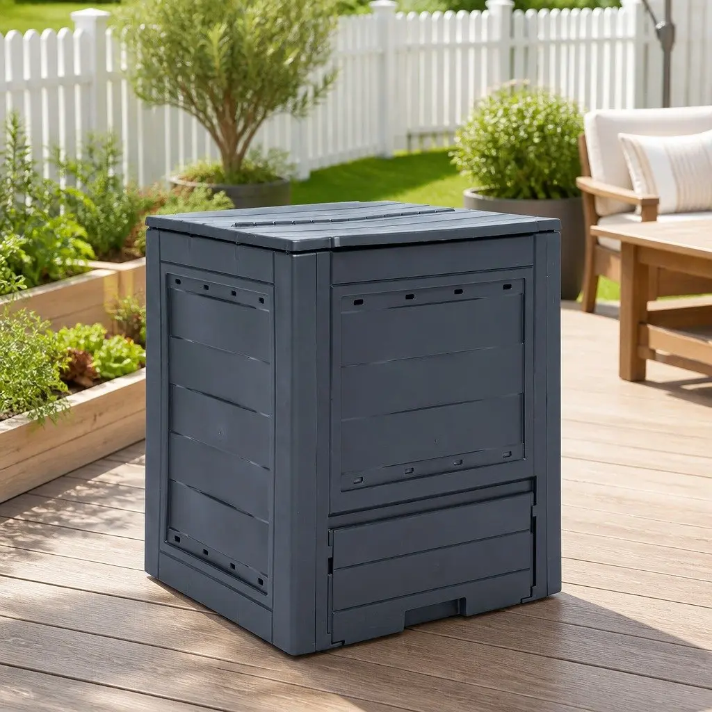 Garden Composter Bin Organic Waste Container 260L Square Grey
