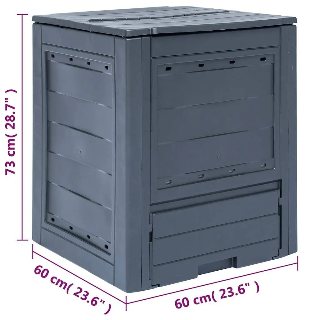 Garden Composter Bin Organic Waste Container 260L Square Grey