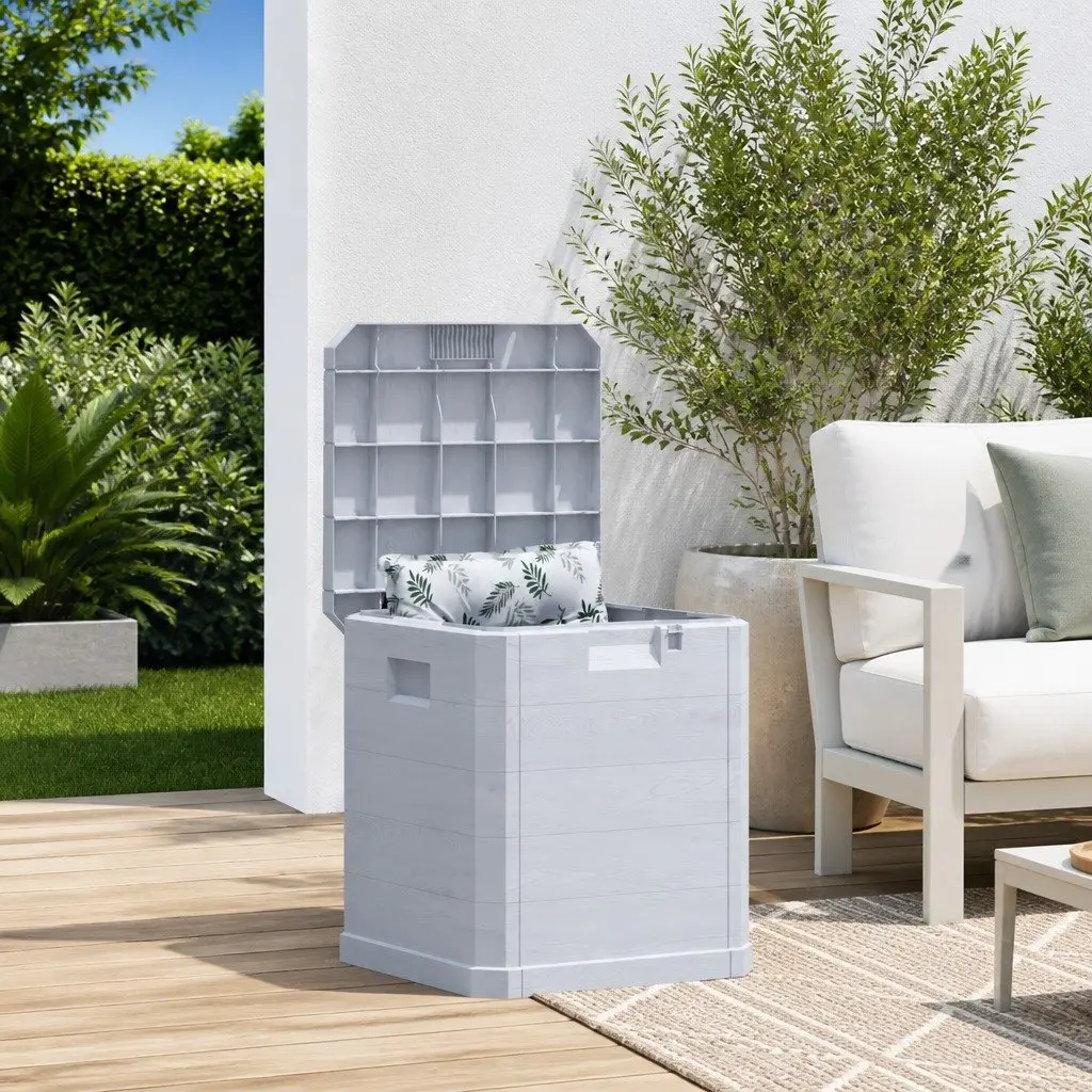 Garden Storage Box 90L Outdoor Indoor Plastic Weather Resistant Grey