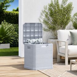 90L Grey Outdoor Storage Box with Wooden Texture