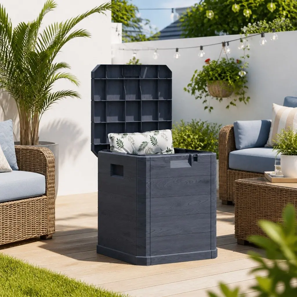 Garden Storage Box 90L Outdoor Deck Container Anthracite Organiser Furniture