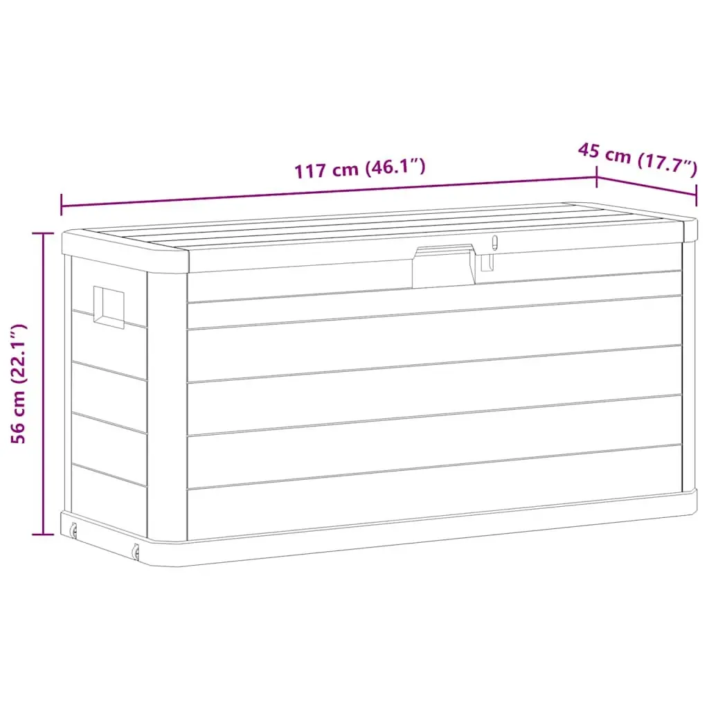 Garden Storage Box 280L Outdoor Container Grey Plastic Weatherproof