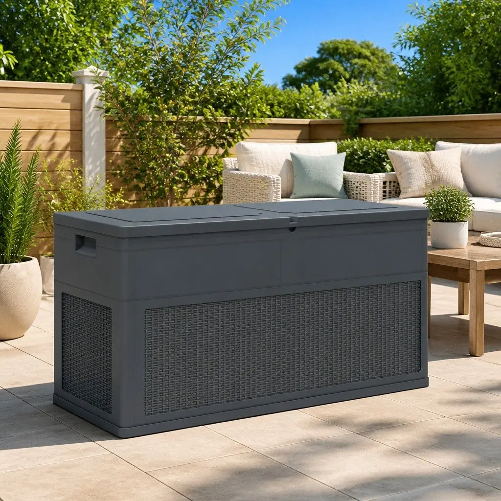 Storage Box 320L Outdoor Garden Patio Anthracite Weather Resistant Durable