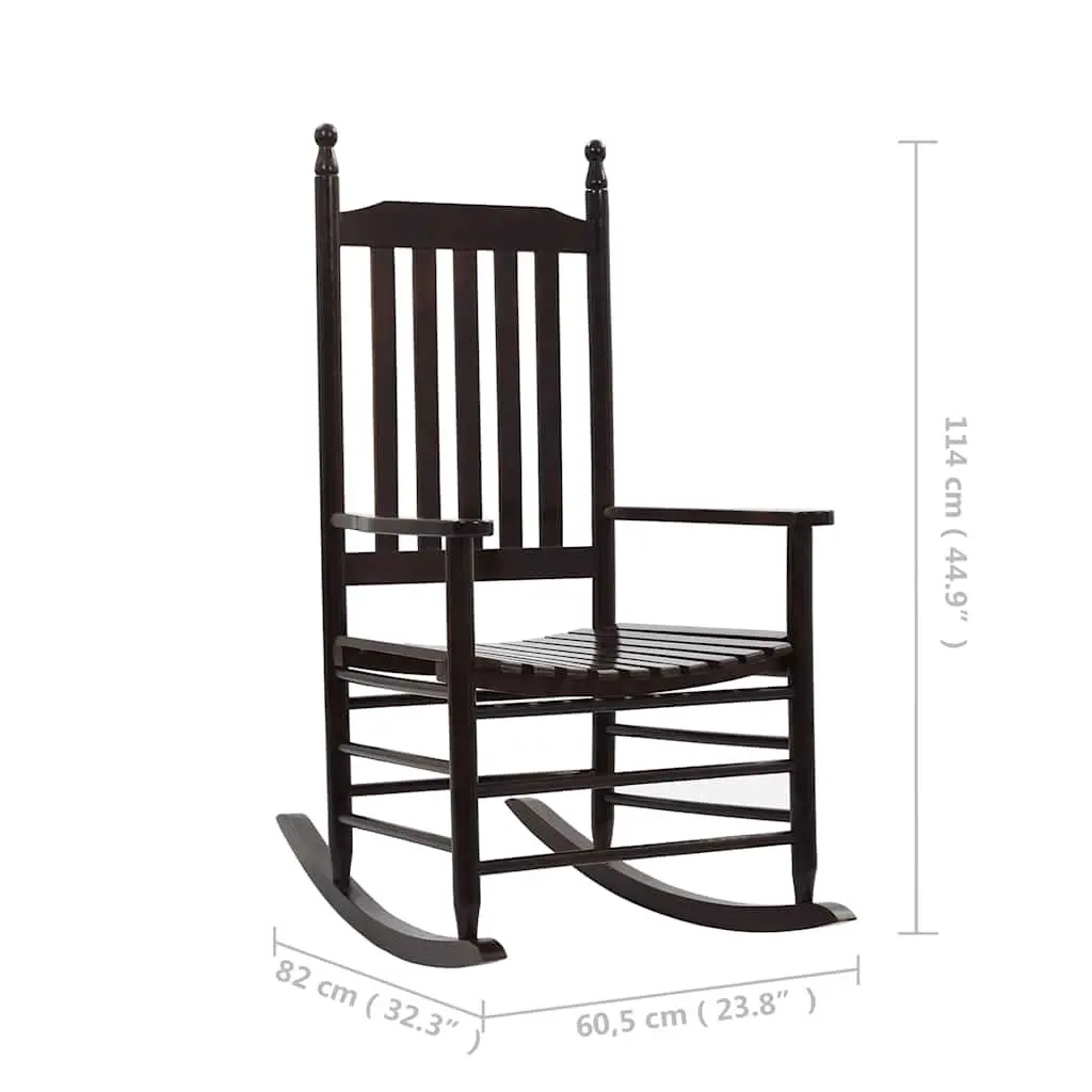 Wooden Rocking Chair Indoor Outdoor Patio Solid Hardwood Brown