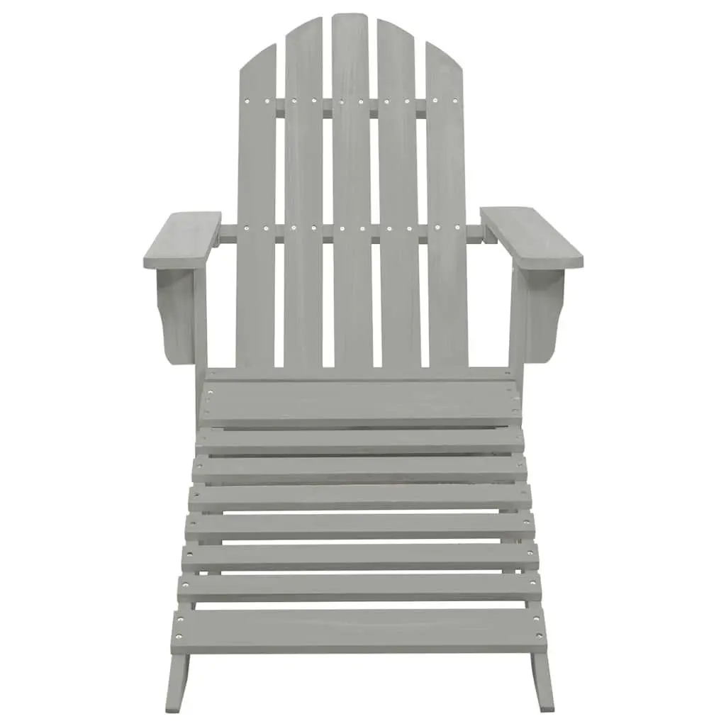 Garden Chair Ottoman Set Outdoor Seating Grey Wooden Armchair