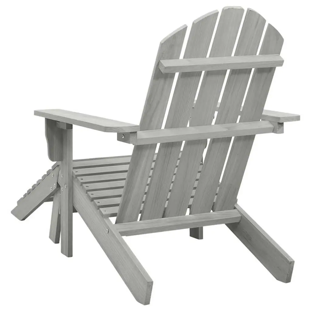 Garden Chair Ottoman Set Outdoor Seating Grey Wooden Armchair