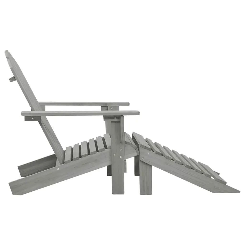 Garden Chair Ottoman Set Outdoor Seating Grey Wooden Armchair
