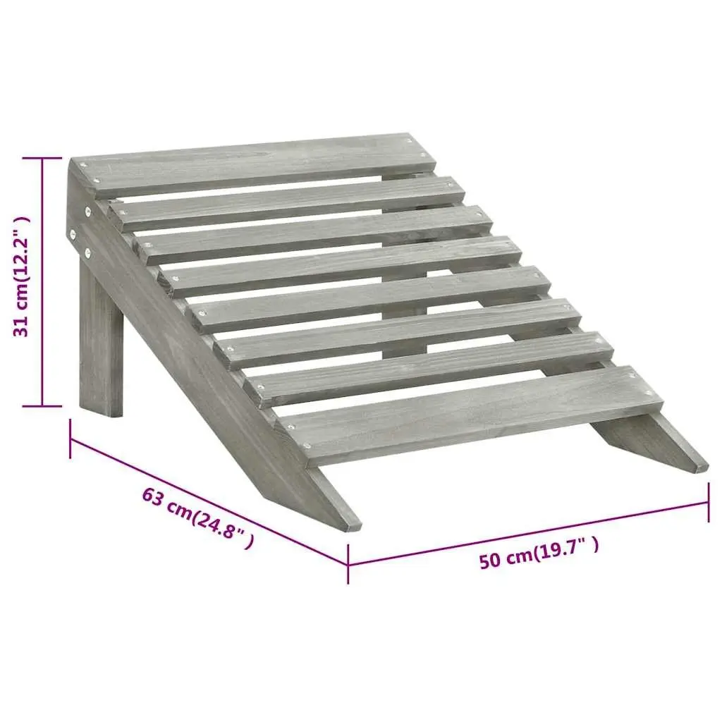 Garden Chair Ottoman Set Outdoor Seating Grey Wooden Armchair