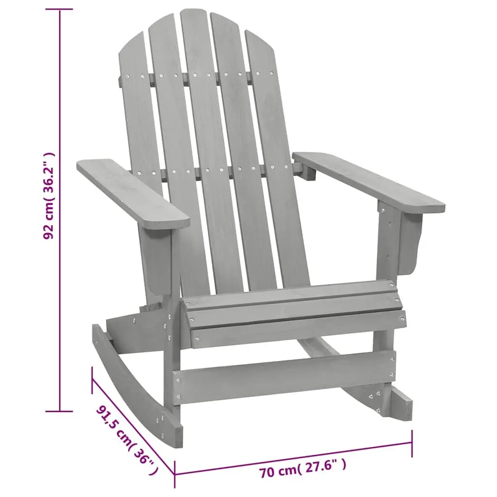 Garden Rocking Chair Outdoor Patio Armchair Grey Solid Hardwood