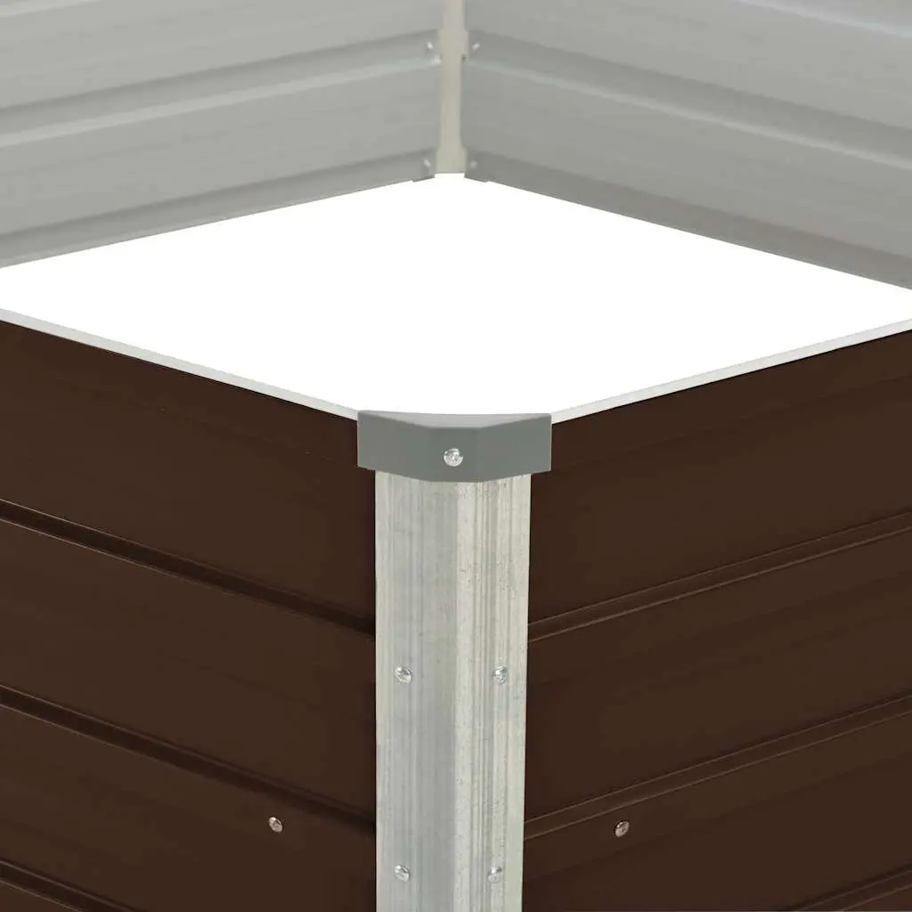 Raised Garden Bed Hexagon Planter 129x129x45cm Galvanised Steel Brown
