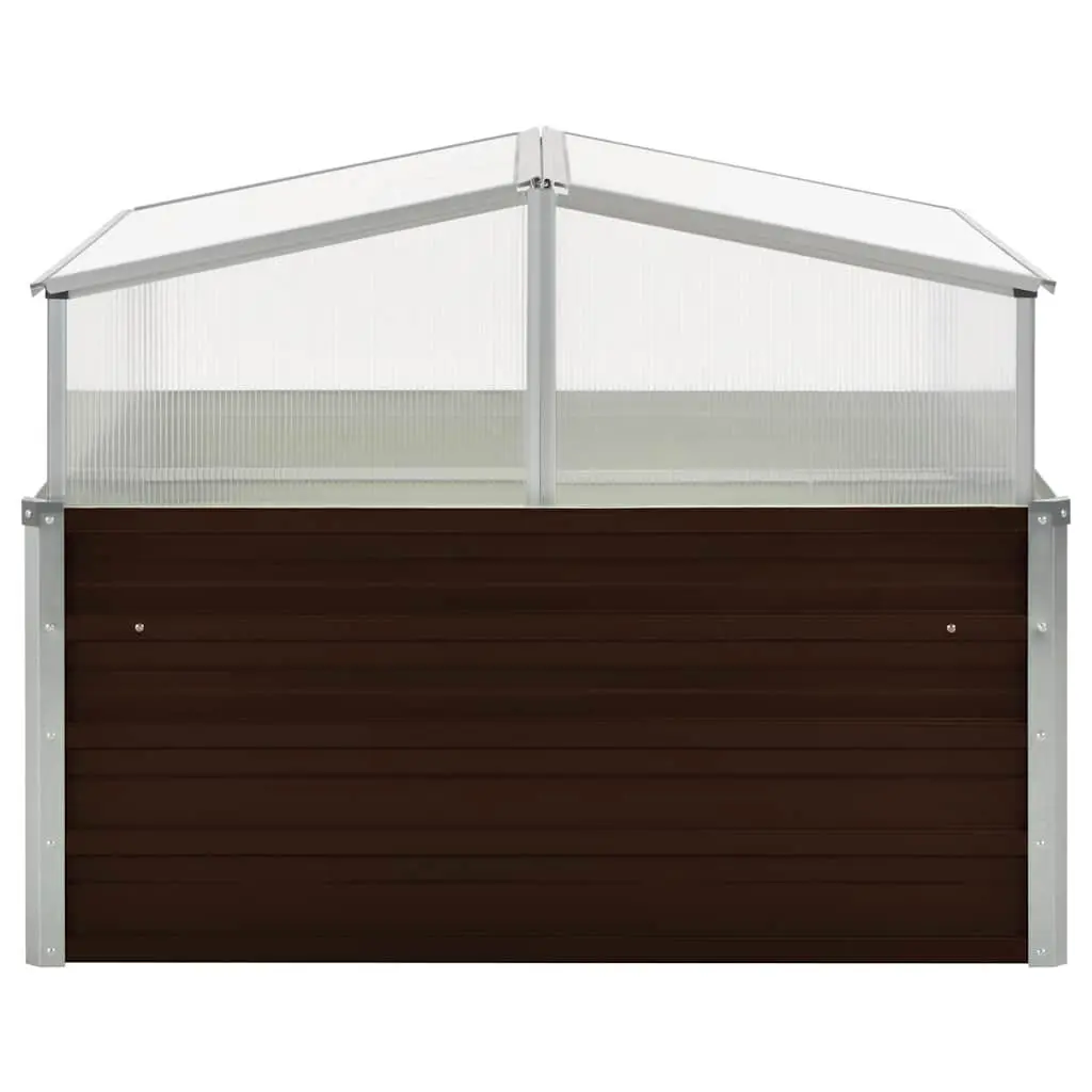 Greenhouse Plant Shelter 100x100x85 cm Brown Galvanised Steel PC Board
