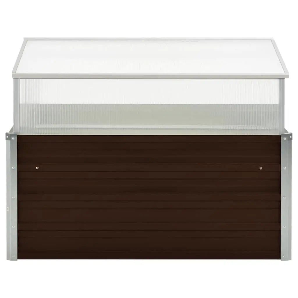 Greenhouse Plant Shelter 100x100x85 cm Brown Galvanised Steel PC Board