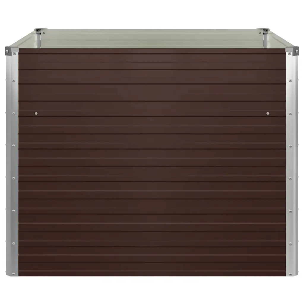 Raised Garden Bed Square 100x100x77cm Brown Galvanised Steel Planter Box