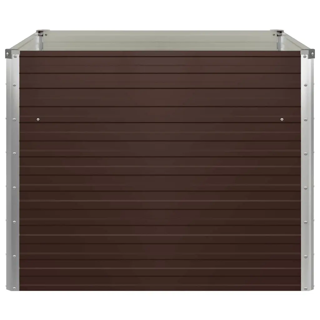 Raised Garden Bed Square 100x100x77cm Brown Galvanised Steel Planter Box