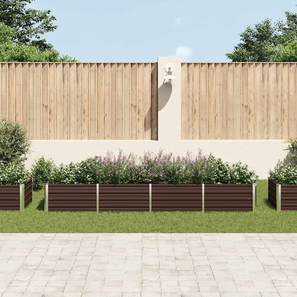 Raised Garden Bed Brown Galvanised Steel Planter 320x80x45cm for Vegetables Flowers