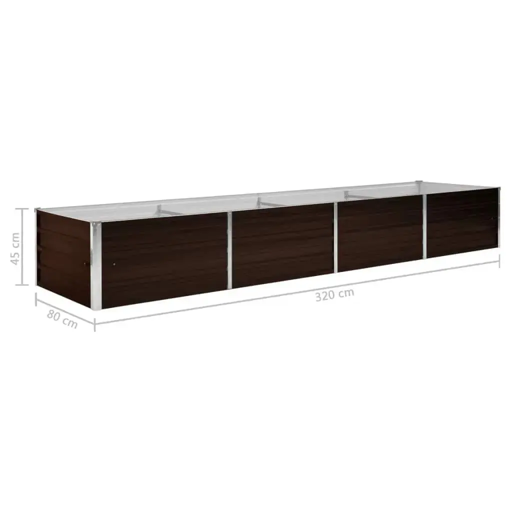 Raised Garden Bed Brown Galvanised Steel Planter 320x80x45cm for Vegetables Flowers