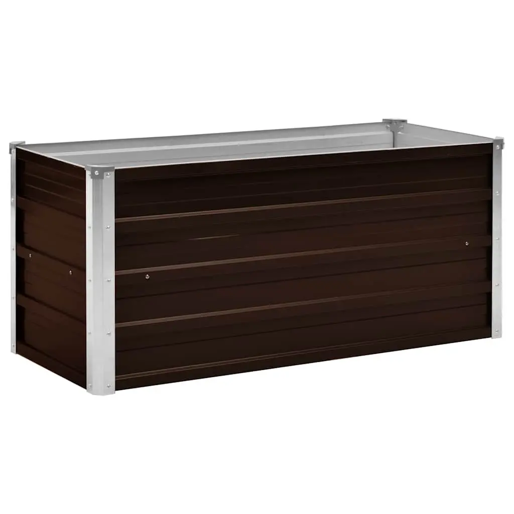 Garden Raised Bed Planter 100x40x45cm Outdoor Vegetable Flower Herb Brown Galvanised Steel