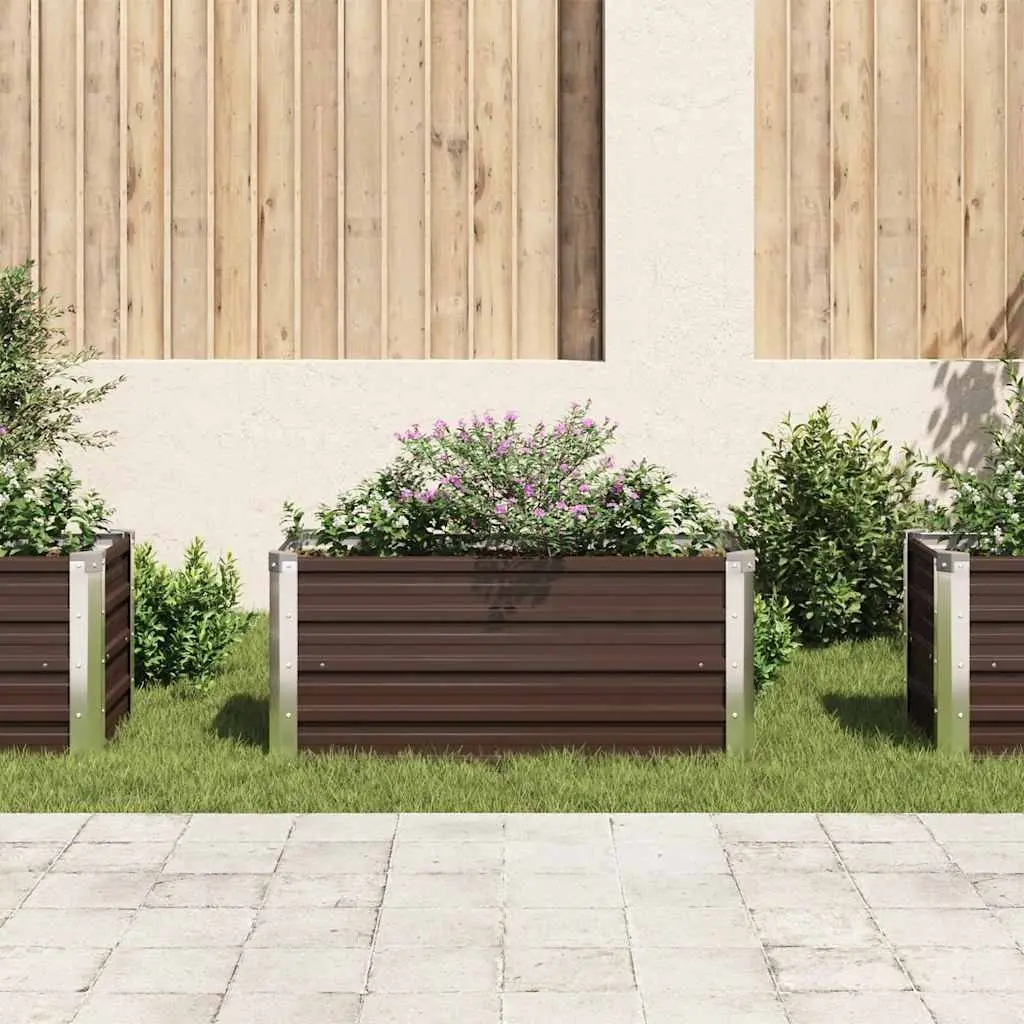 Garden Raised Bed Planter 100x40x45cm Outdoor Vegetable Flower Herb Brown Galvanised Steel