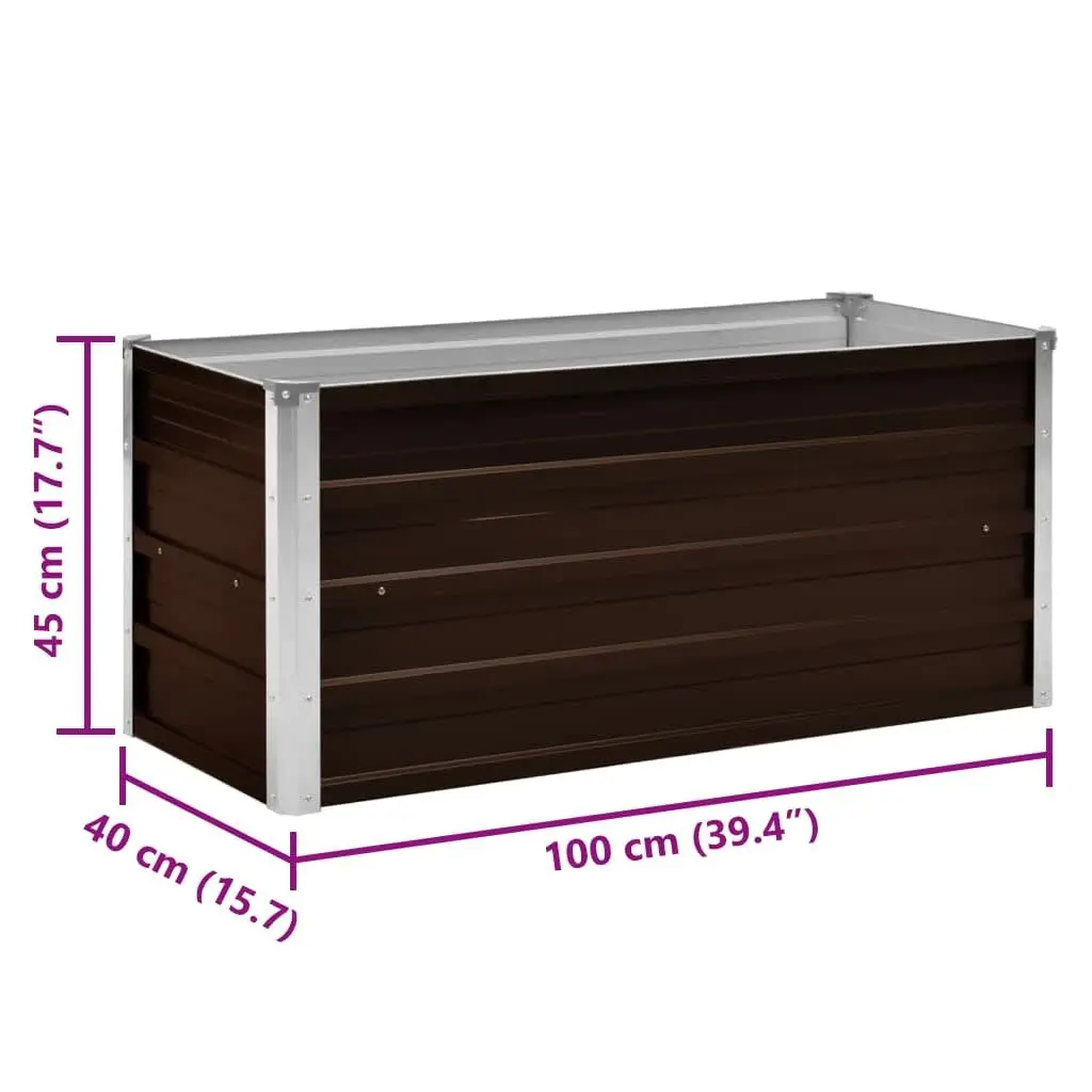 Garden Raised Bed Planter 100x40x45cm Outdoor Vegetable Flower Herb Brown Galvanised Steel