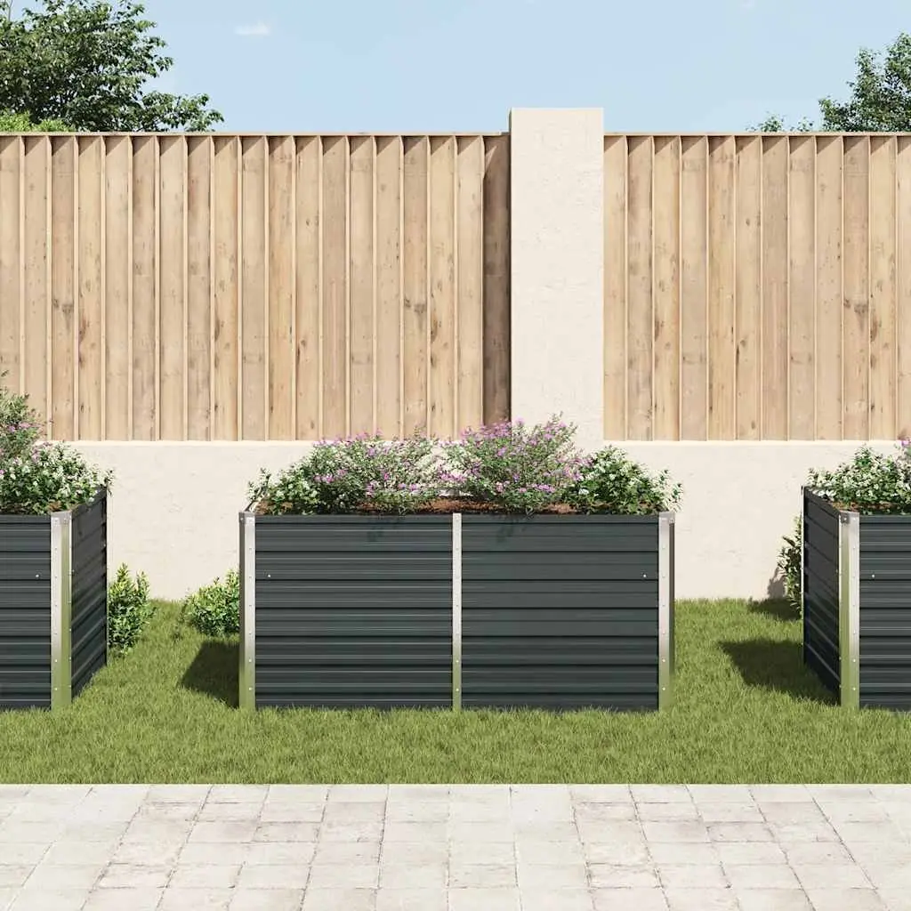 Raised Garden Bed Outdoor Planter Box 160x80x77 cm Anthracite Galvanised Steel