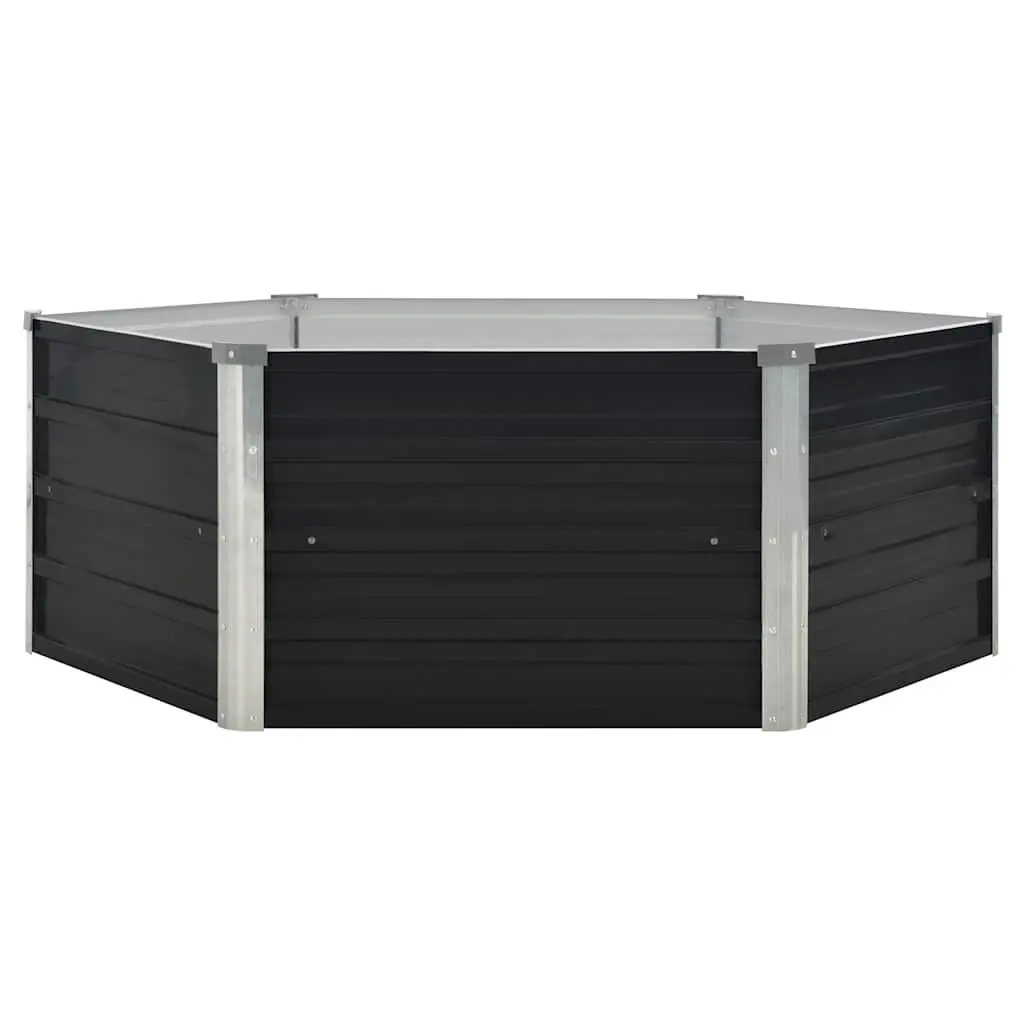 Raised Garden Bed for Vegetables 129x129x45cm Anthracite Galvanised Steel Planter