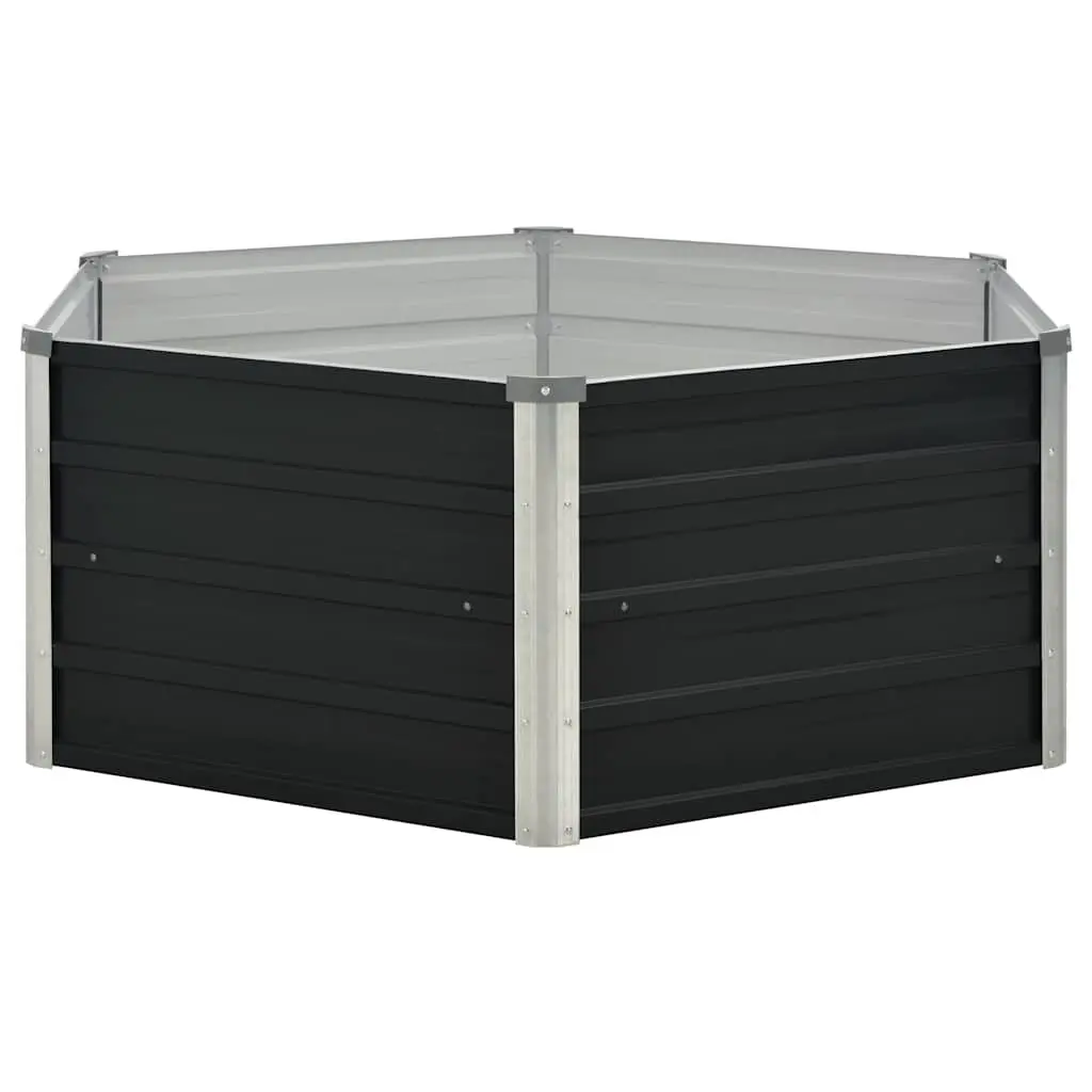 Raised Garden Bed for Vegetables 129x129x45cm Anthracite Galvanised Steel Planter