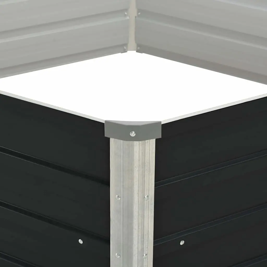 Raised Garden Bed for Vegetables 129x129x45cm Anthracite Galvanised Steel Planter