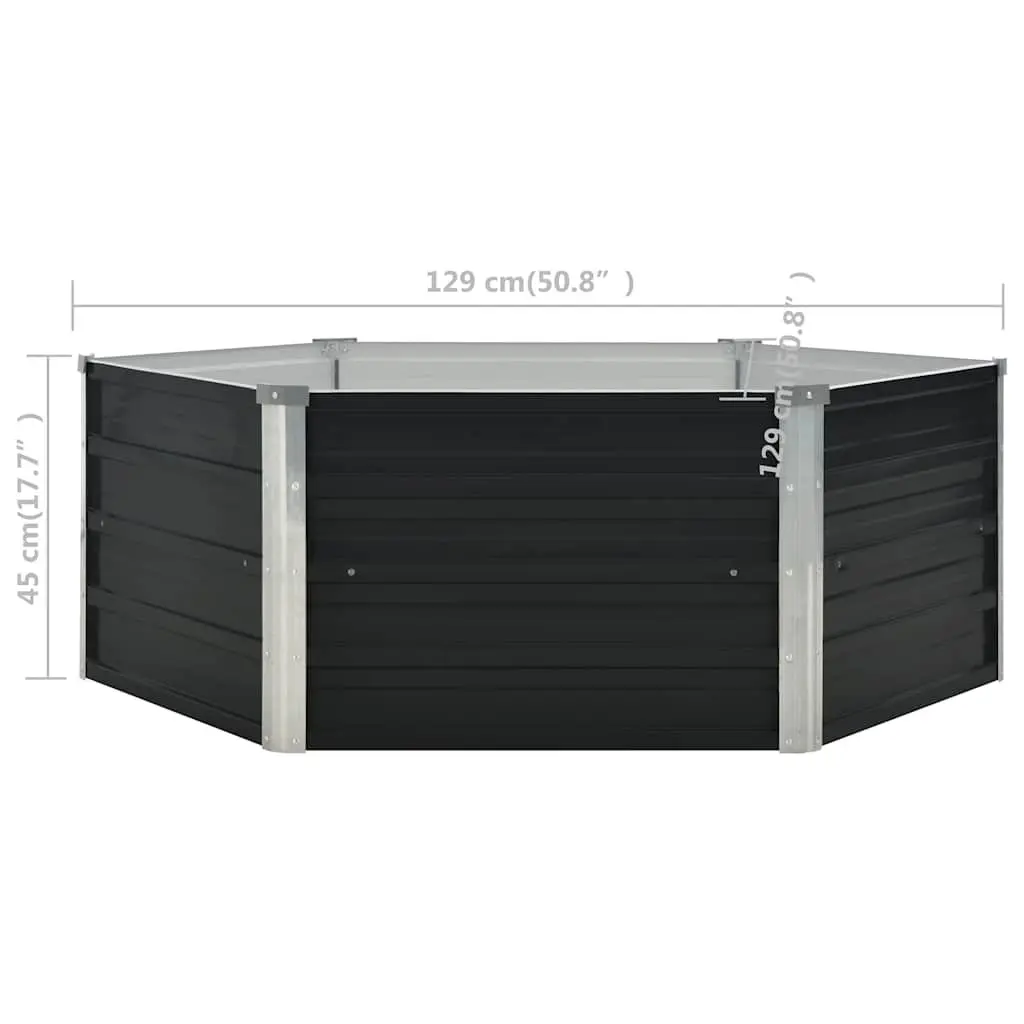 Raised Garden Bed for Vegetables 129x129x45cm Anthracite Galvanised Steel Planter