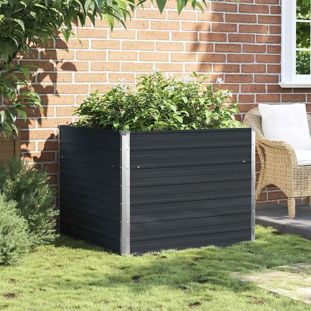 Raised Garden Bed Open Bottom 100 x 100 x 77 cm Anthracite Galvanised Steel
