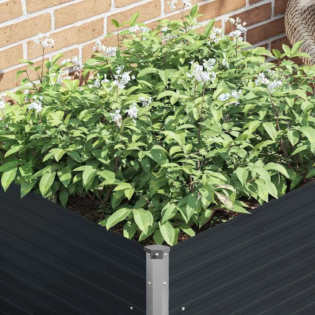 Raised Garden Bed Open Bottom 100 x 100 x 77 cm Anthracite Galvanised Steel