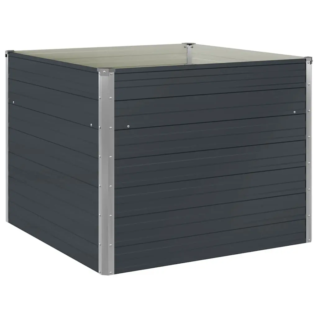 Raised Garden Bed Open Bottom 100 x 100 x 77 cm Anthracite Galvanised Steel