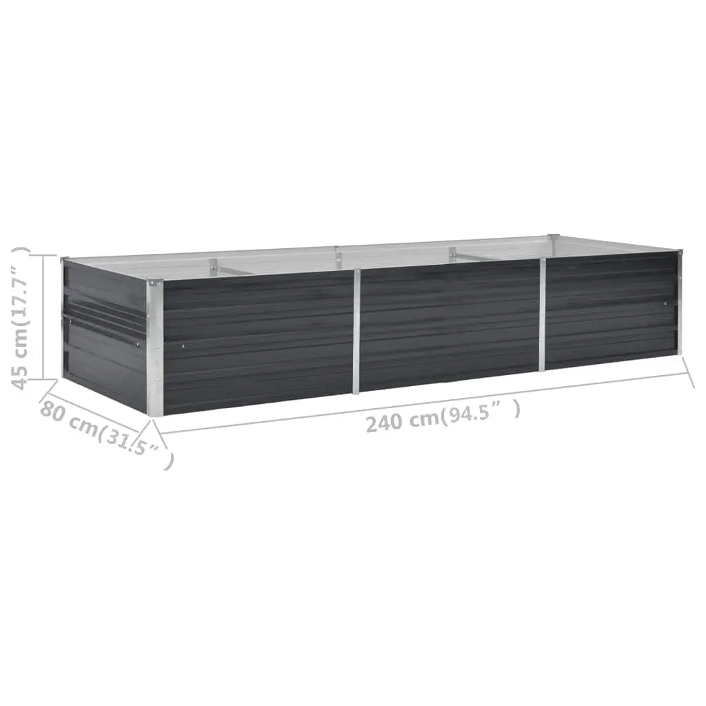 Raised Garden Bed Galvanised Steel Planter Box 240x80x45cm Anthracite