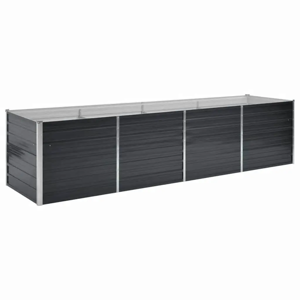 Raised Garden Bed Anthracite Galvanised Steel Planter Box 320x80x77cm Outdoor