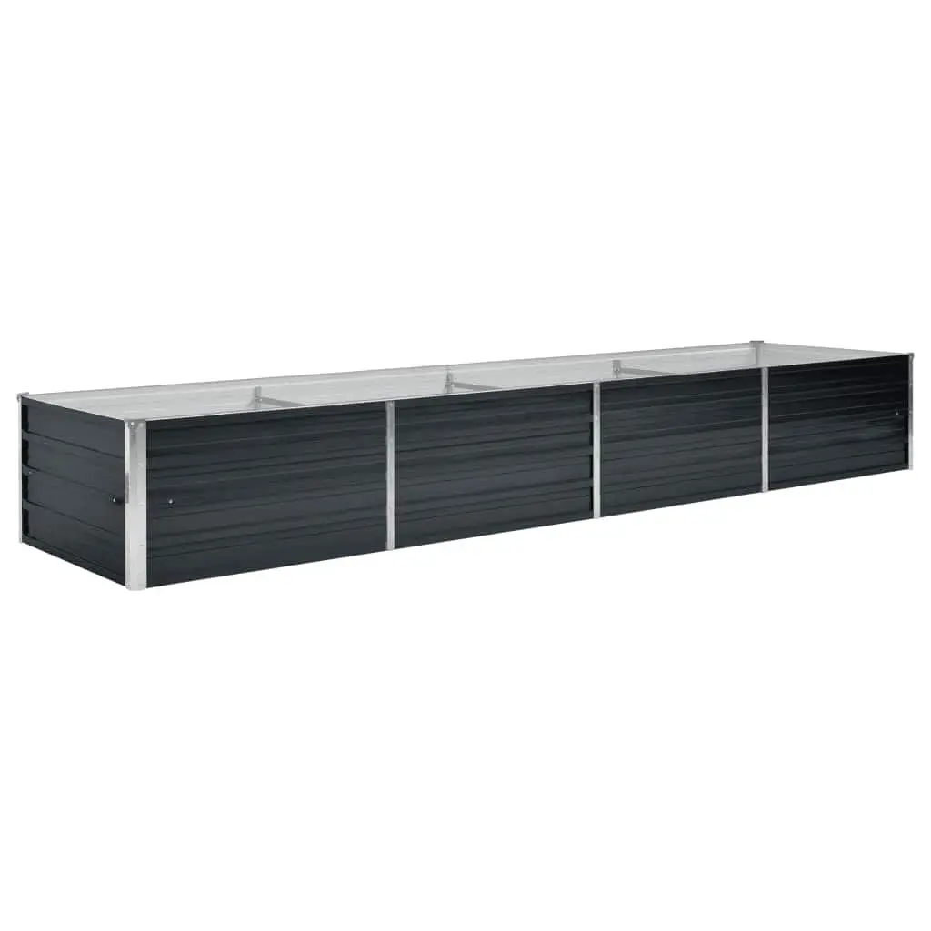 Raised Garden Bed Anthracite Galvanised Steel 320x80x45cm Outdoor Planter Box