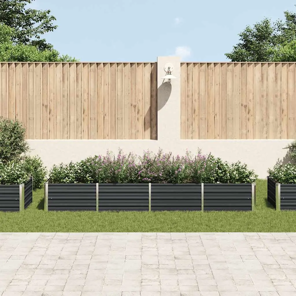 Raised Garden Bed Anthracite Galvanised Steel 320x80x45cm Outdoor Planter Box