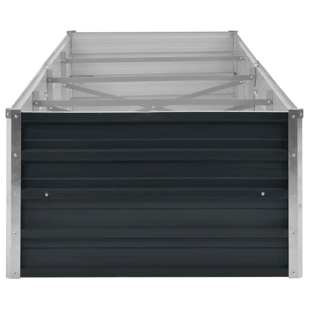 Raised Garden Bed Anthracite Galvanised Steel 320x80x45cm Outdoor Planter Box