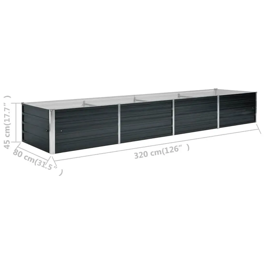 Raised Garden Bed Anthracite Galvanised Steel 320x80x45cm Outdoor Planter Box