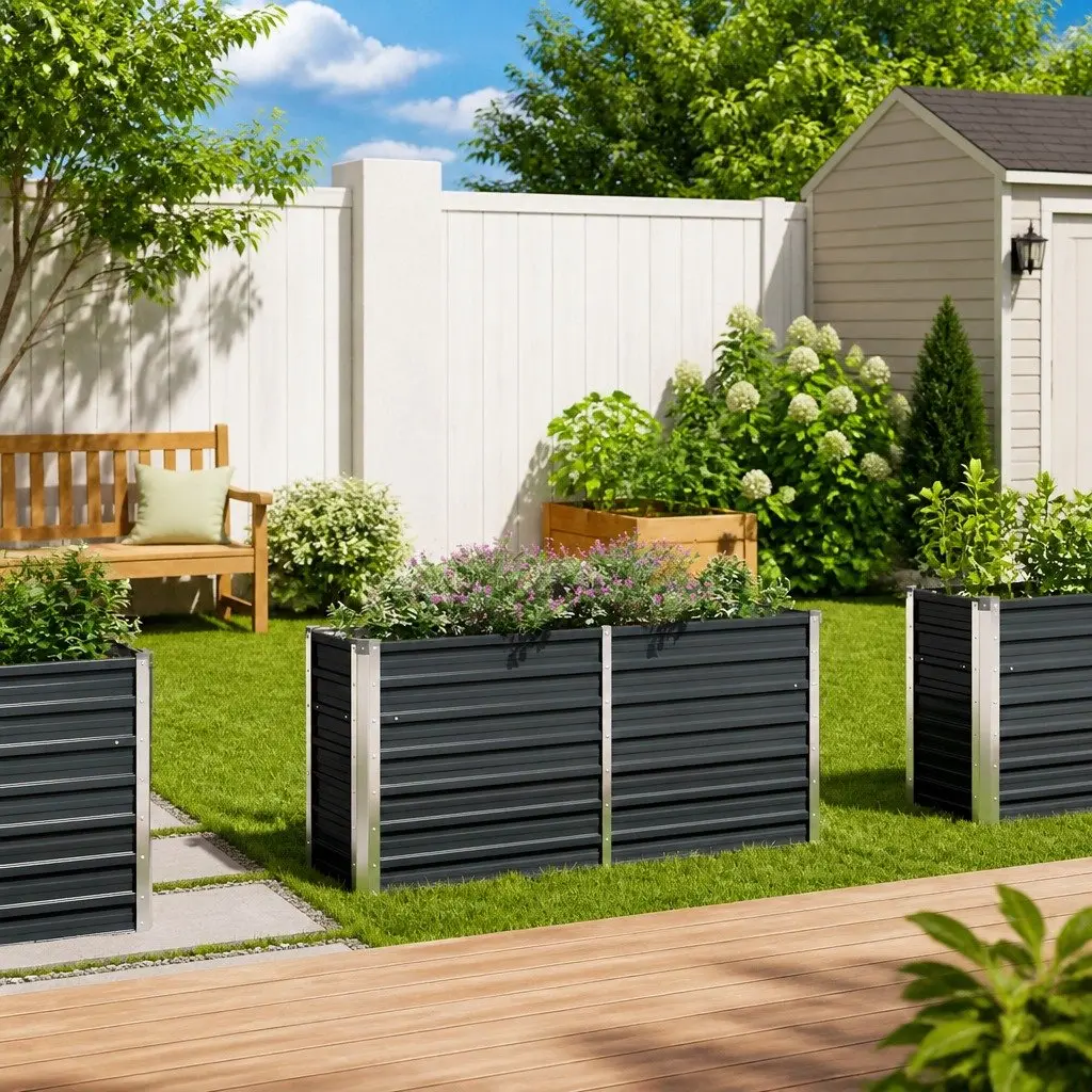 Raised Bed Planter Box Galvanised Steel 160x40x77cm Anthracite