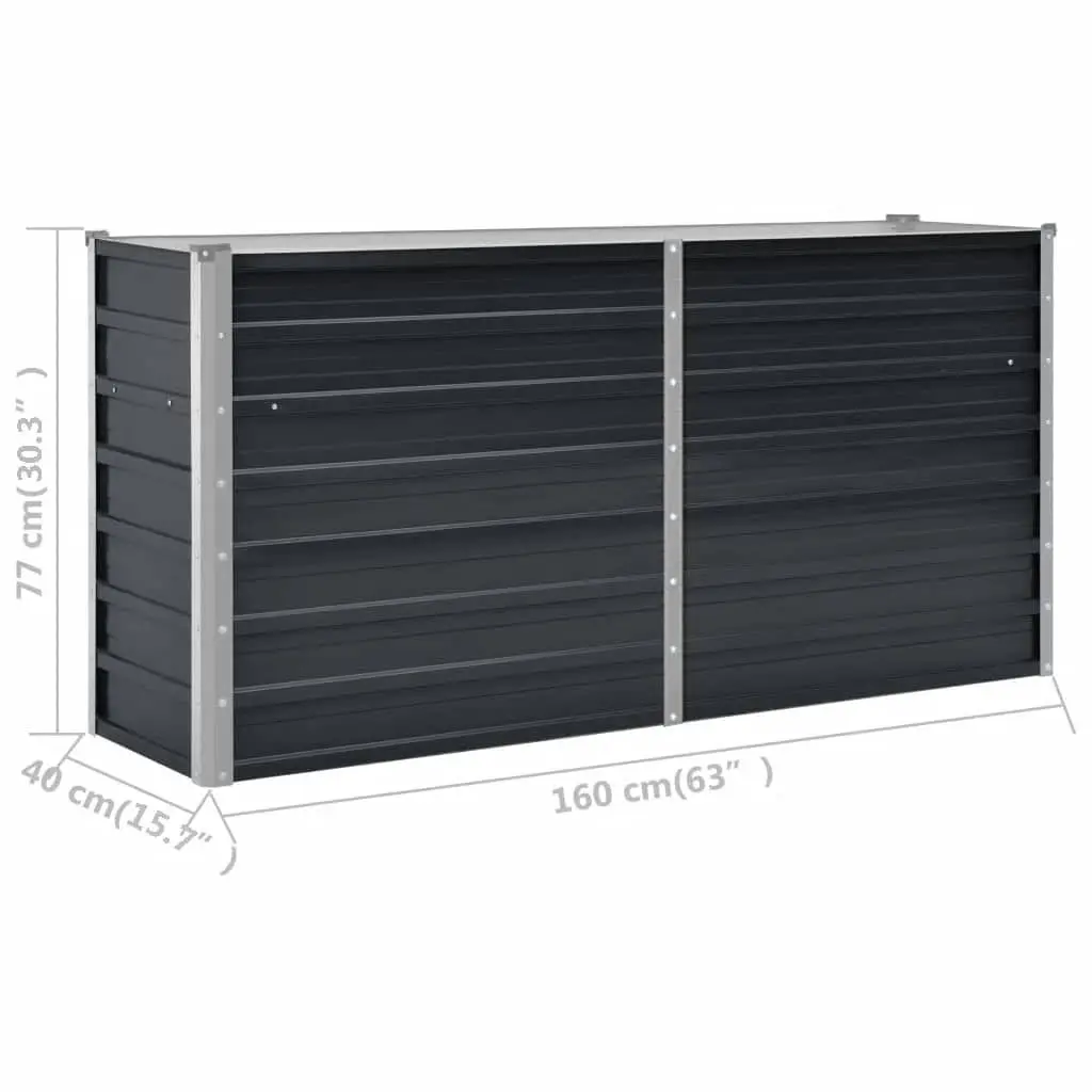 Raised Bed Planter Box Galvanised Steel 160x40x77cm Anthracite
