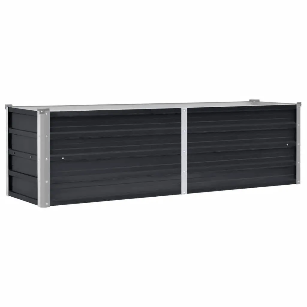 Raised Garden Bed Anthracite Steel Galvanised Planter 160x40x45cm