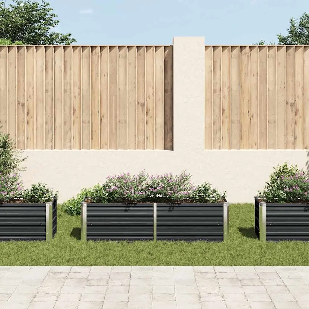 Raised Garden Bed Anthracite Steel Galvanised Planter 160x40x45cm