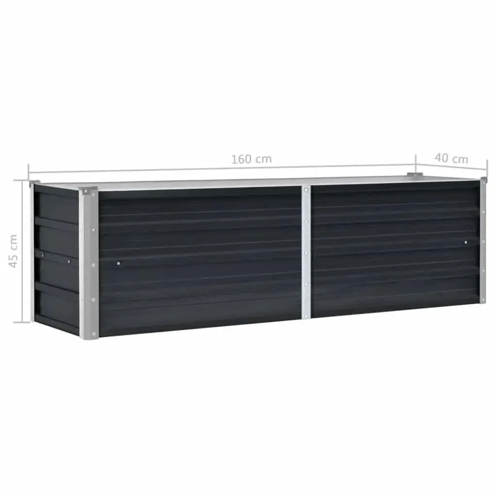 Raised Garden Bed Anthracite Steel Galvanised Planter 160x40x45cm
