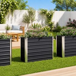 Garden Raised Bed Anthracite 100x40x77 cm Galvanised Steel Planter Box
