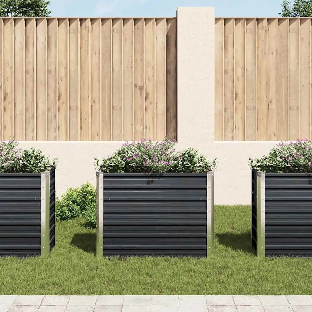 Garden Raised Bed Anthracite Galvanised Steel Planter Box 100x40x77 cm
