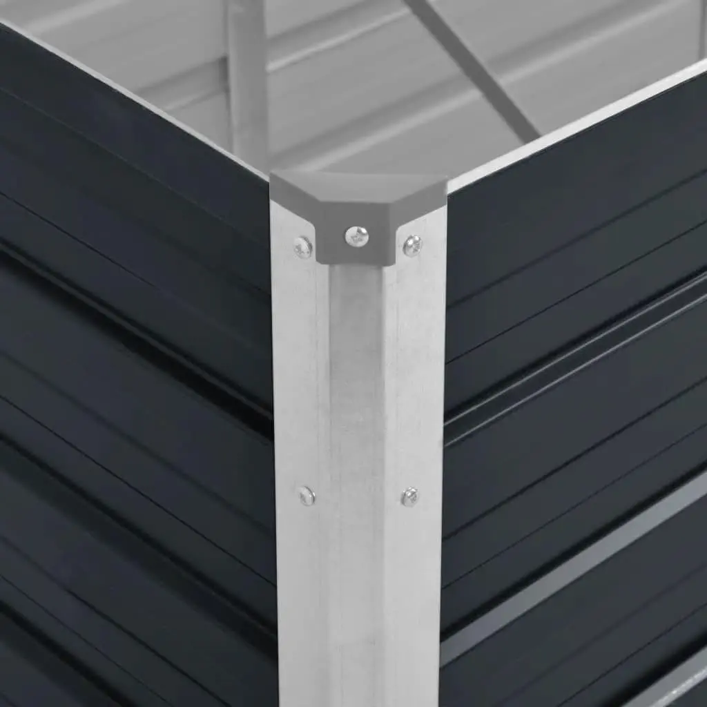 Garden Raised Bed Anthracite Galvanised Steel Planter Box 100x40x77 cm