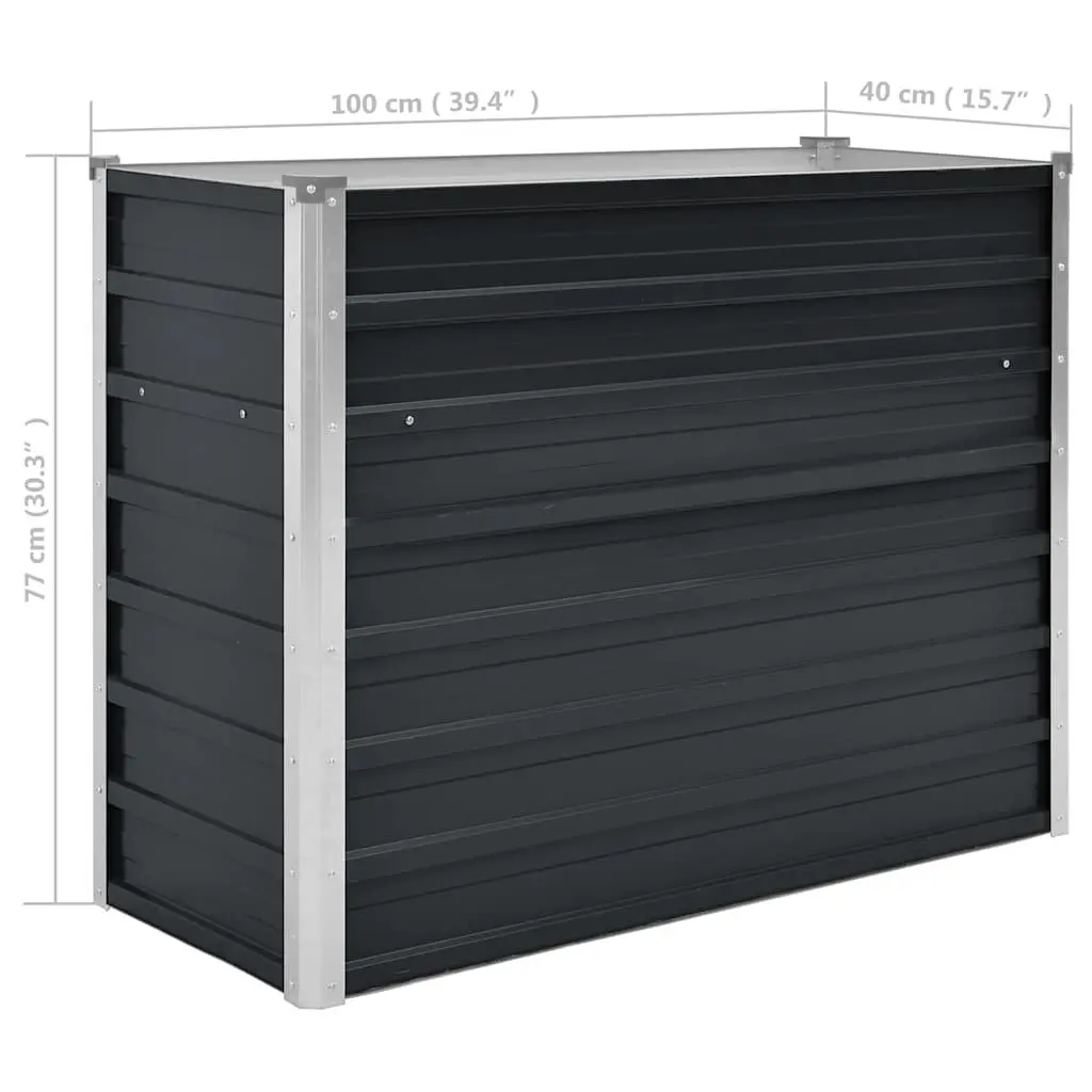 Garden Raised Bed Anthracite Galvanised Steel Planter Box 100x40x77 cm