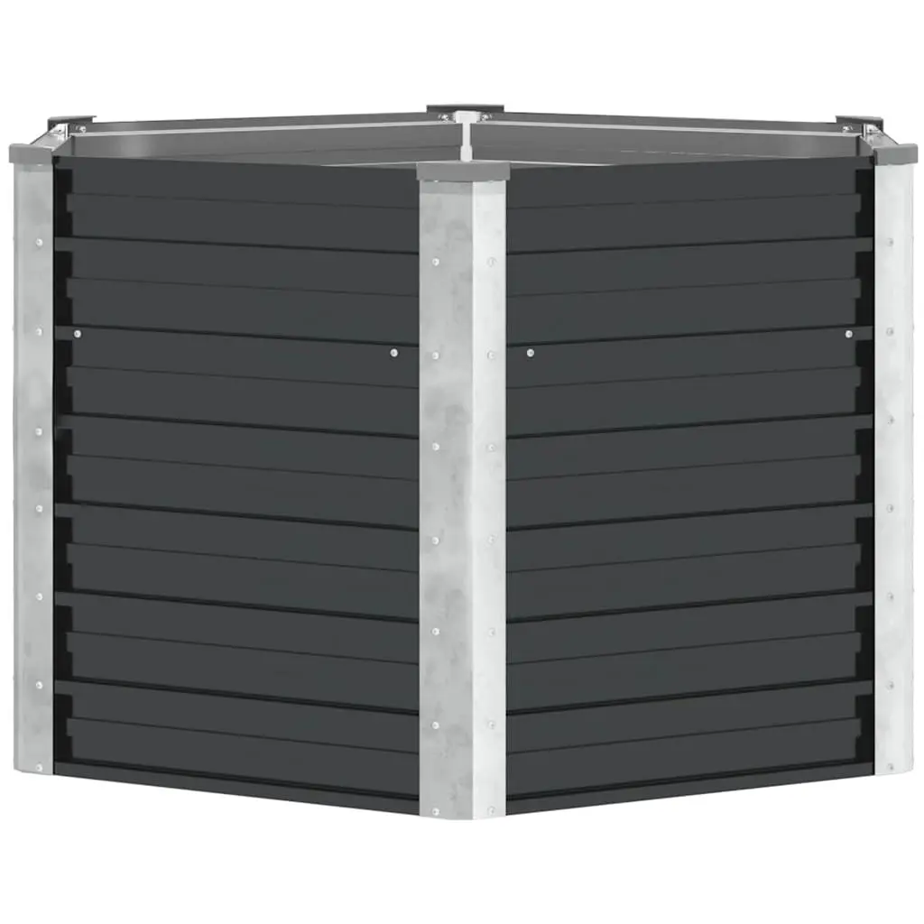 Garden Raised Bed Planter Box 129x129x77cm Anthracite Galvanised Steel Outdoor