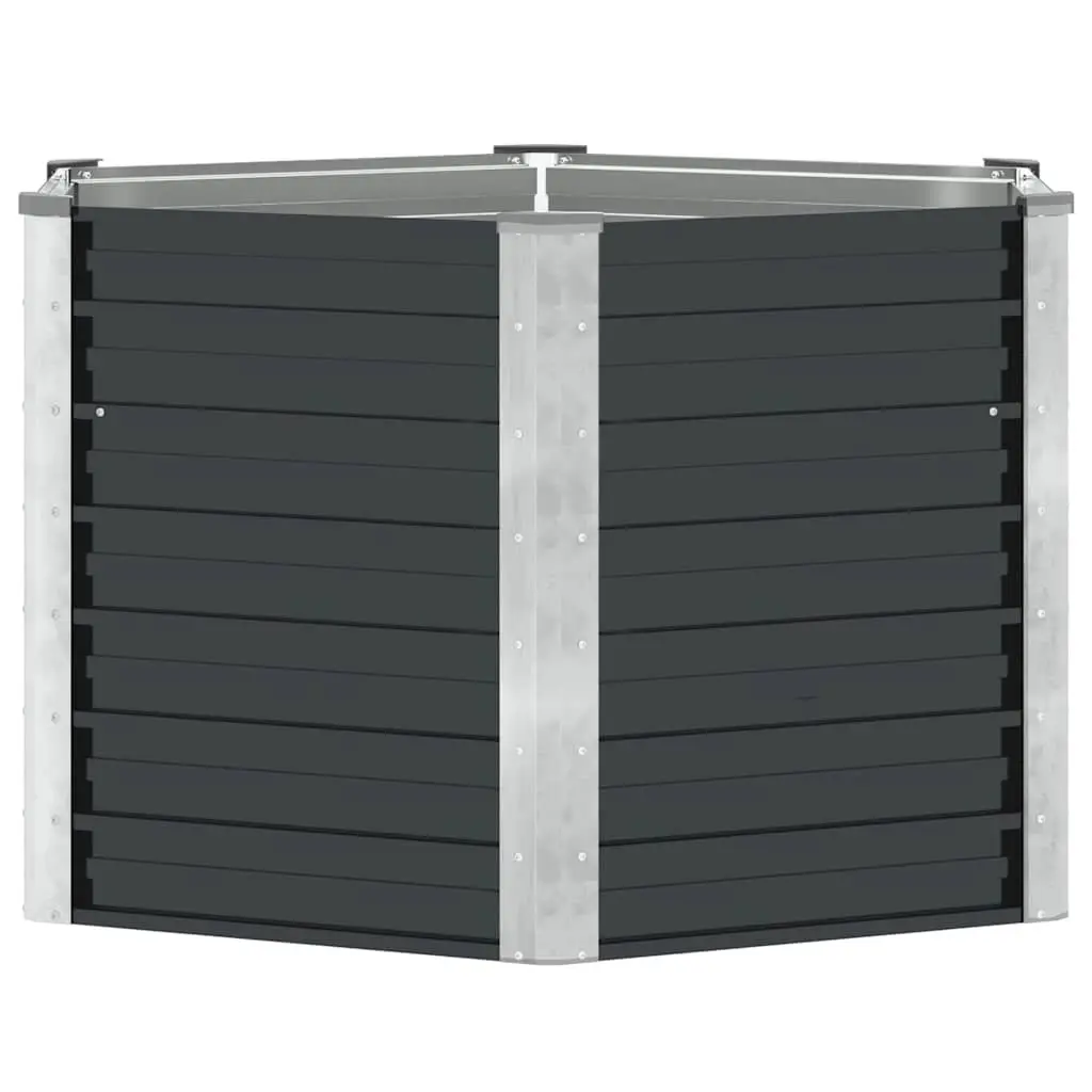 Garden Raised Bed Planter Box 129x129x77cm Anthracite Galvanised Steel Outdoor
