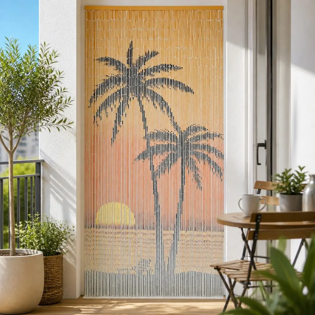 Bamboo Insect Door Curtain Fly Mosquito Barrier 90 x 200 cm Multicolour