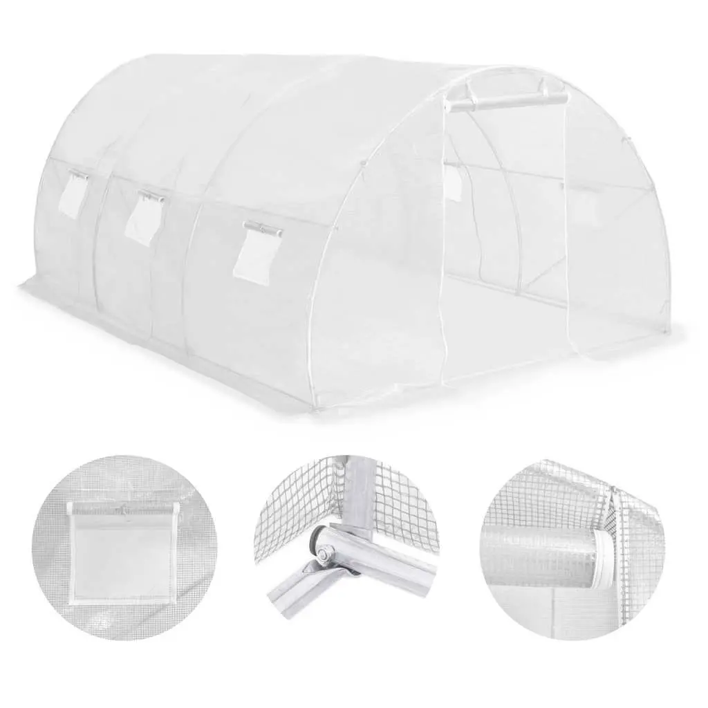Greenhouse 13.5m² Plant House 450x300x200cm PE Mesh White